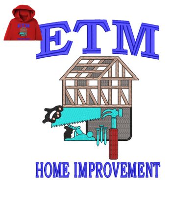 Home Improvement Embroidery logo for Hoodie.