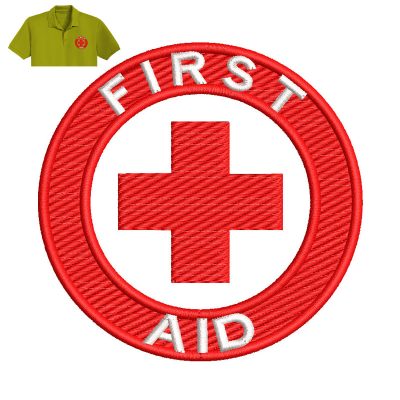 First Aid Red Cross Embroidery logo for Polo Shirt.