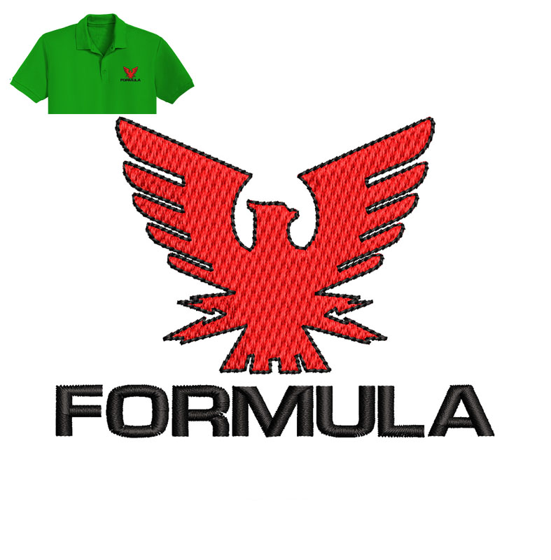 Formula Bird Embroidery logo for Polo Shirt.