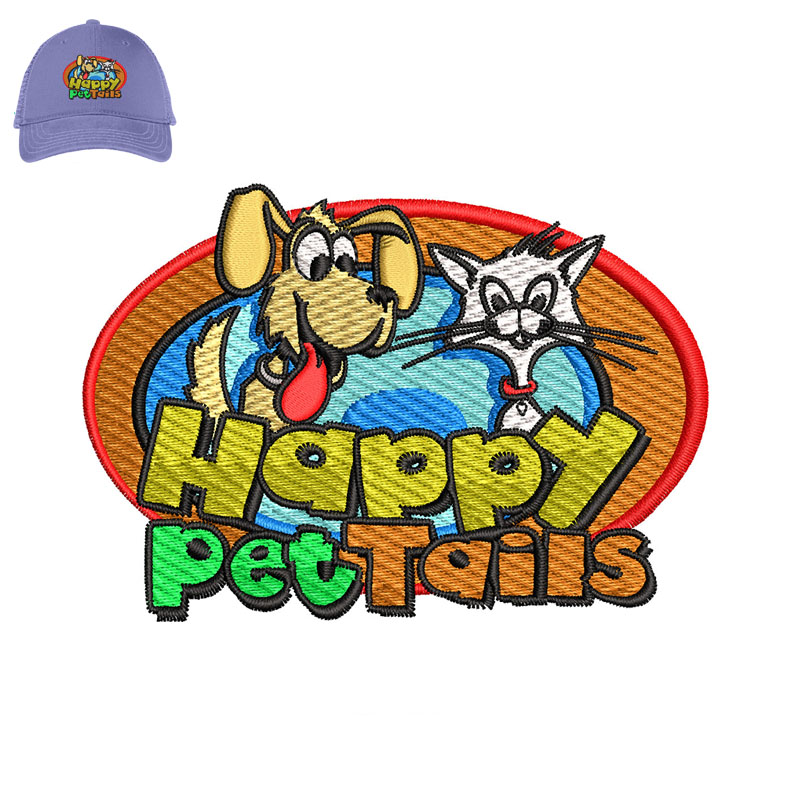 Happy Pet Tails Embroidery logo for Cap.