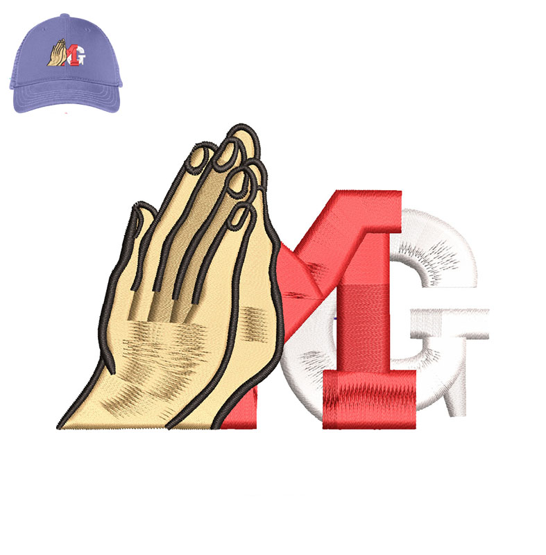 Hand Mg Embroidery logo for Cap.