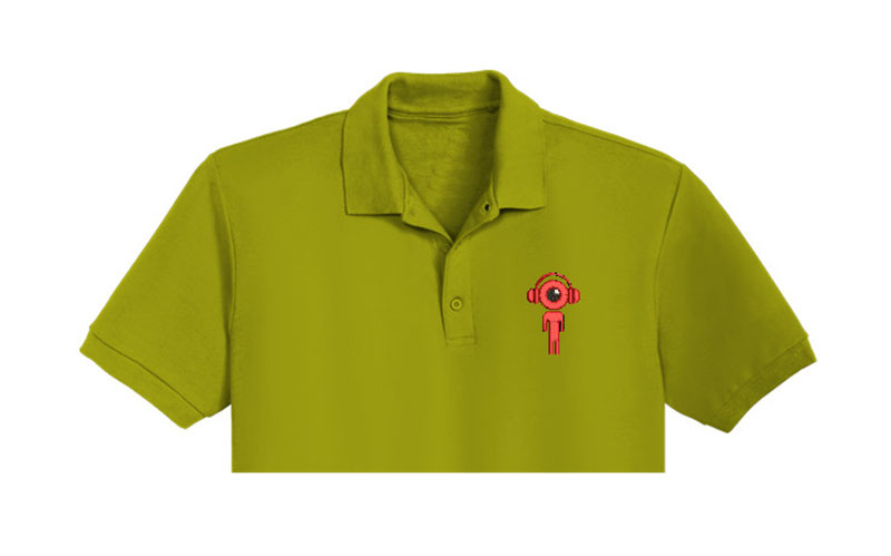 Head Phone Embroidery logo for Polo Shirt.