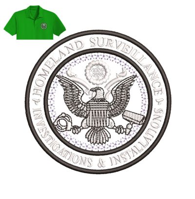 Homeland Surveillance Embroidery logo for polo shirt.