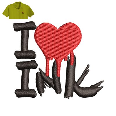 I Love INK Embroidery logo for Polo Shirt.
