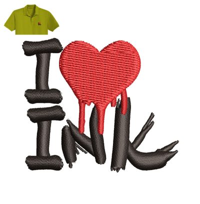 I Love INK Embroidery logo for Polo Shirt.