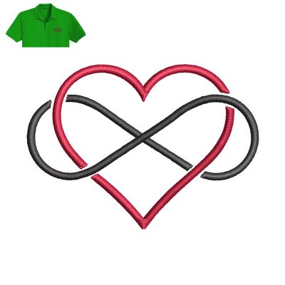 Infinity Heart Embroidery logo for Polo Shirt.