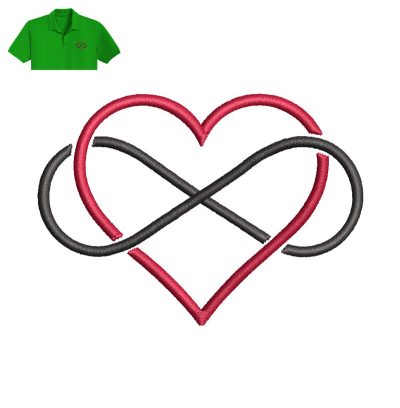 Infinity Heart Embroidery logo for Polo Shirt.