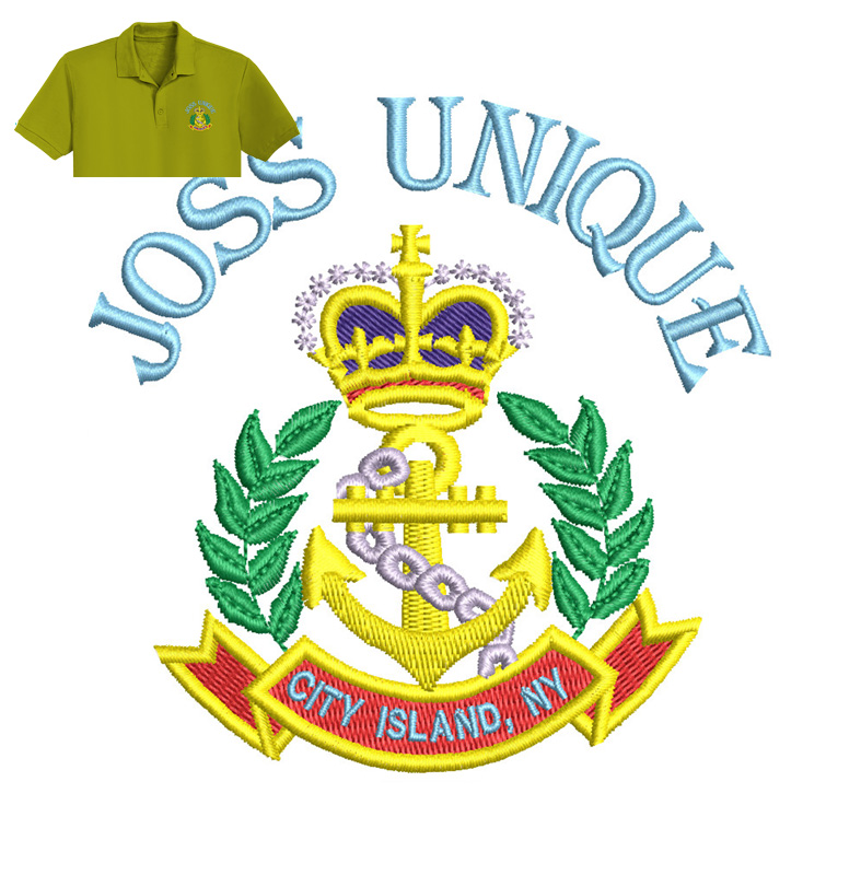Joss Unique Embroidery logo for Polo Shirt.