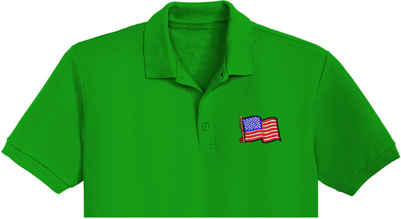 American Flag Embroidery logo for Polo Shirt.