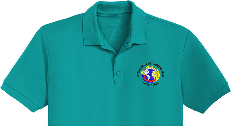 Internarional Networkers Embroidery logo for Polo Shirt.