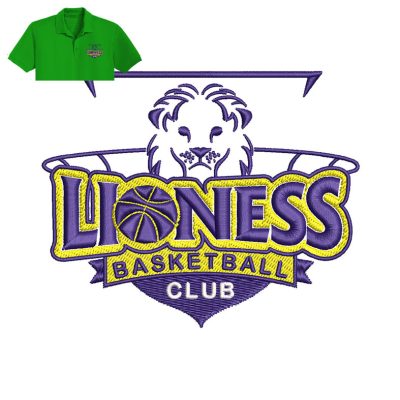 Lioness Basketball Embroidery logo for Polo Shirt.