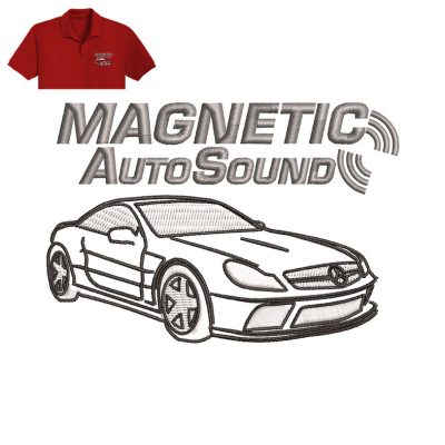 Magnetic Auto Sound Embroidery logo for Polo Shirt.