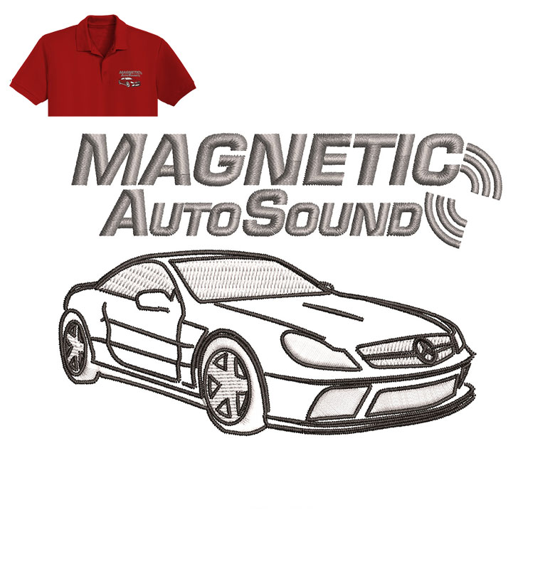 Magnetic Auto Sound Embroidery logo for Polo Shirt.