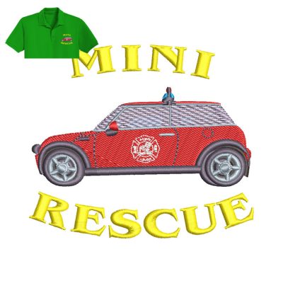 Mini Rescue Embroidery logo for Polo Shirt.