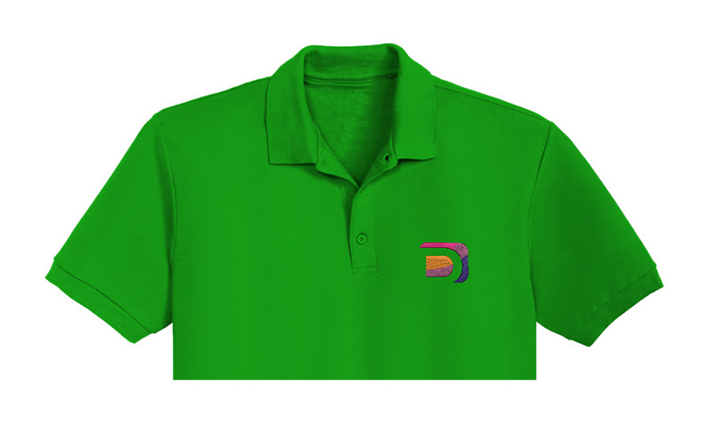 Multi color D Embroidery logo for Polo Shirt.