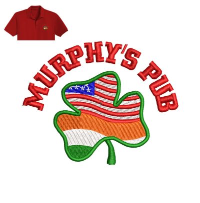 Murphys PUB Embroidery logo for polo shirt.