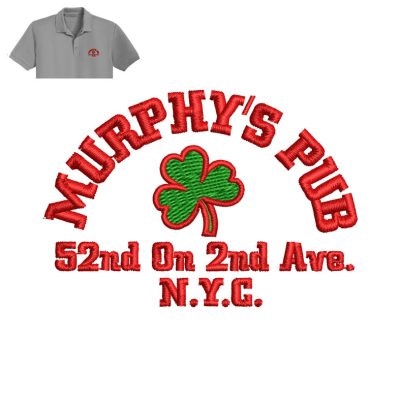 Murphy PUB Embroidery logo for polo shirt.