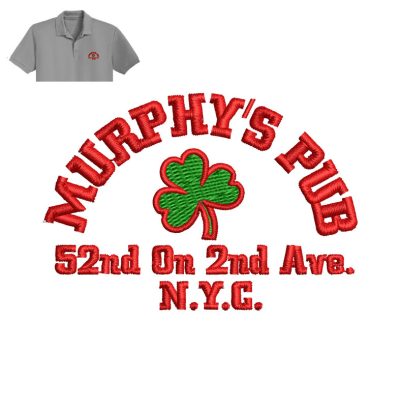Murphy PUB Embroidery logo for polo shirt.