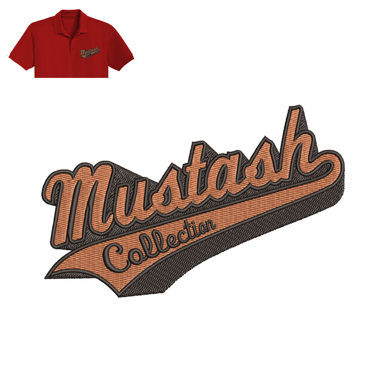 Mustash Callection Embroidery logo for polo shirt.