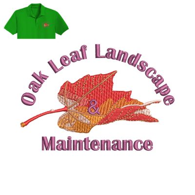 Oka Leaf Landscape Embroidery logo for Polo Shirt.