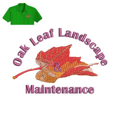 Oka Leaf Landscape Embroidery logo for Polo Shirt.