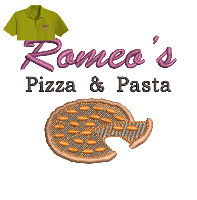 Ramee Pizza Embroidery logo for polo Shirt.