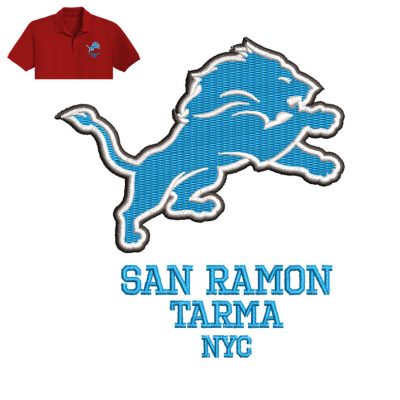 San Ramon Lion Embroidery logo for Polo Shirt.