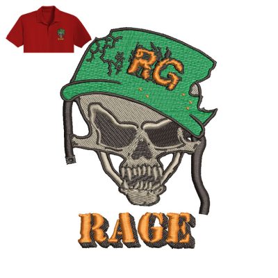 Skull Rage Embroidery logo for polo shirt.