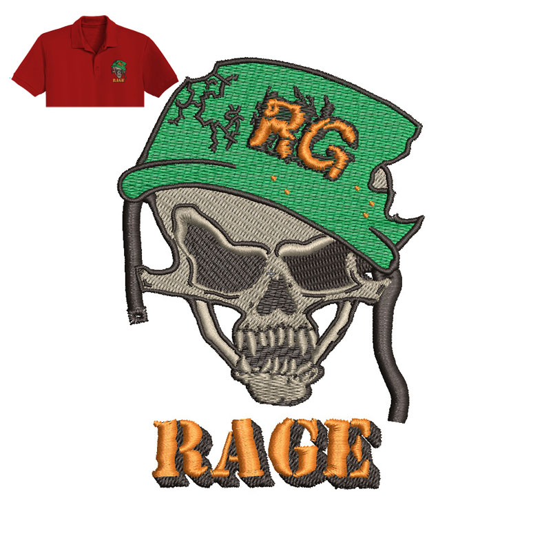 Skull Rage Embroidery logo for polo shirt.