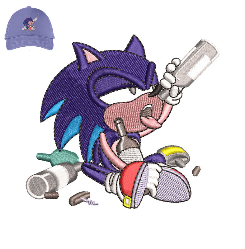 Sonic Character Embroidery logo for Cap.