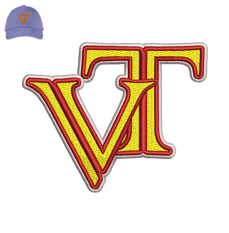 VT letter Embroidery logo for Cap.