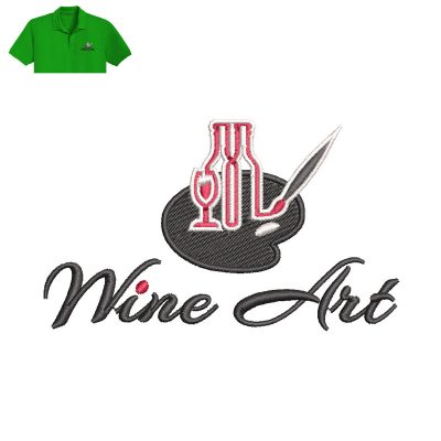 Wine Art Embroidery logo for Polo Shirt.