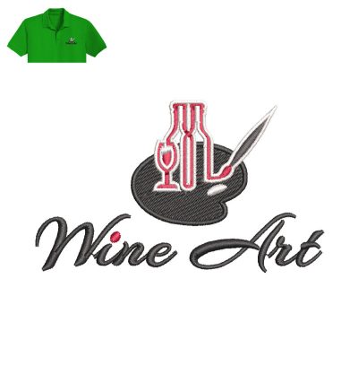 Wine Art Embroidery logo for Polo Shirt.
