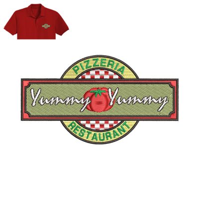 pizzeria Restaurant Embroidery logo for Polo Shirt.