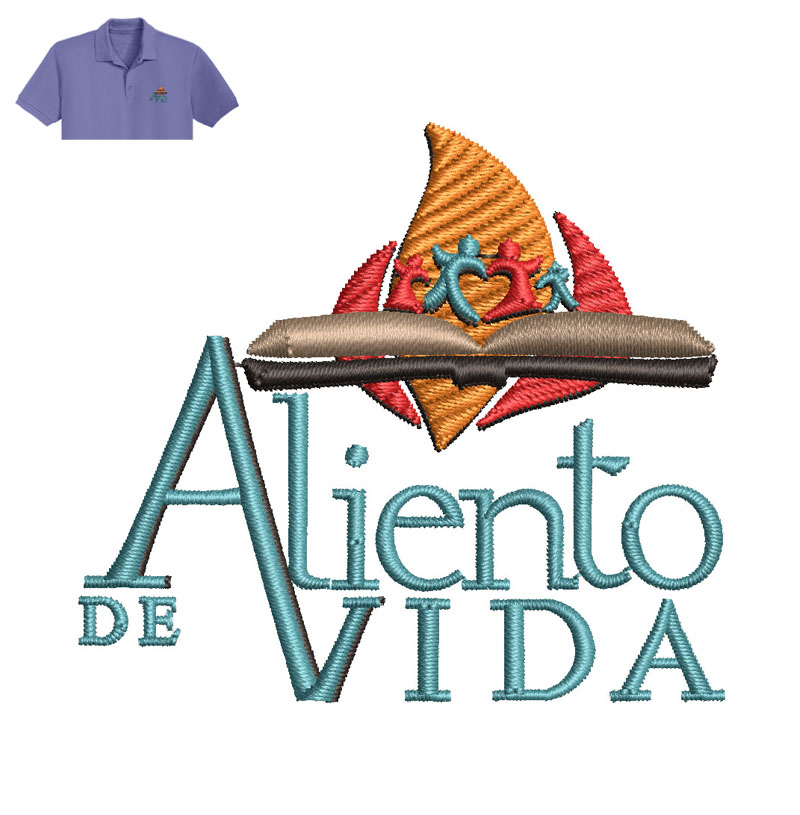 Aliento De Vida Embroidery logo for Polo Shirt.