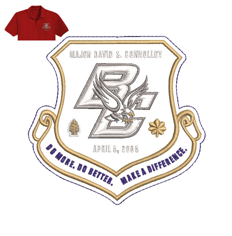 Major David Bc Bird Embroidery logo for polo shirt.