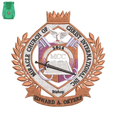 Christ International INC Embroidery logo for Bag.