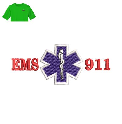 EMS 911 Embroidery logo for T Shirt.