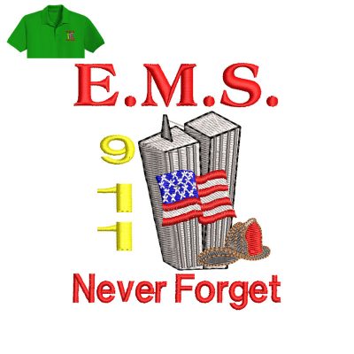 EMS Never Forget Embroidery logo for polo shirt.