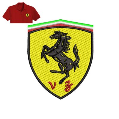 Ferrari Embroidery logo for polo shirt.