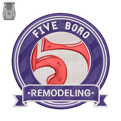 Five Boro Remodeling Embroidery logo for Bag.
