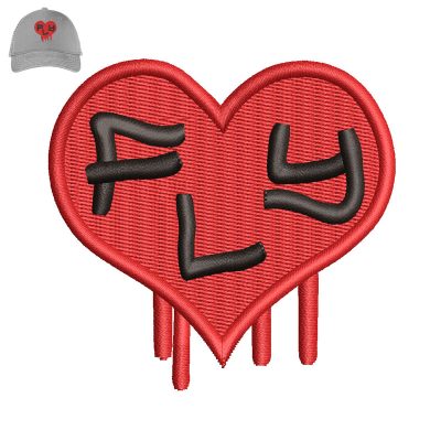 Fly Heart Embroidery logo for Cap.
