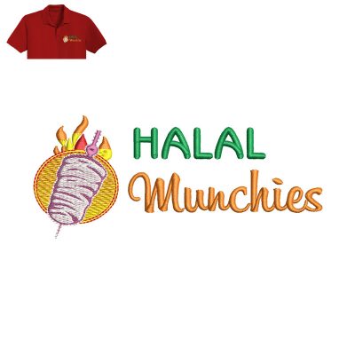 Halal Munchies Embroidery logo for Polo Shirt.