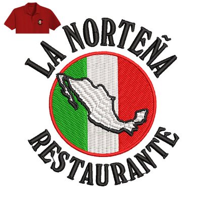 La Nortena Restaurante Embroidery logo for Polo Shirt.