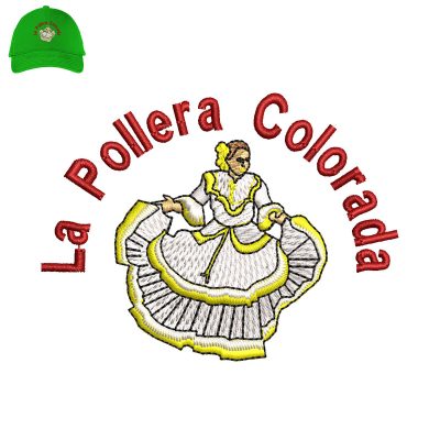 La Pollera Colorada Embroidery logo for Cap.