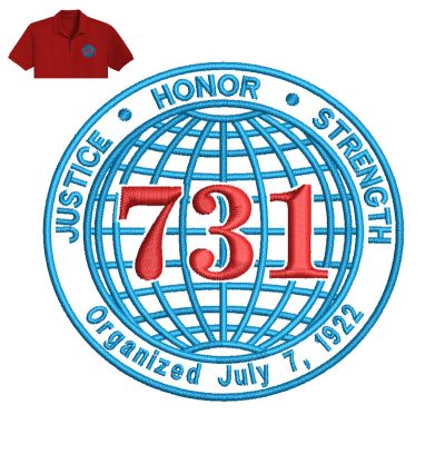 Laborers Local 731 Embroidery logo for Polo Shirt.