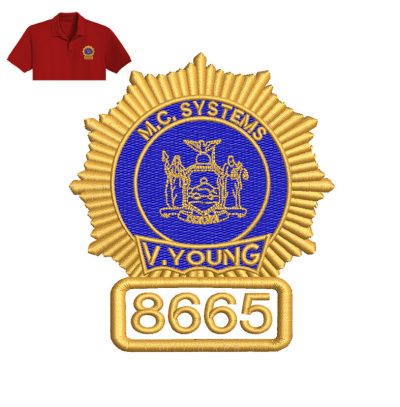 MC Systems Young Embroidery logo for polo shirt.