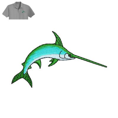 Marlin Fish Embroidery logo for polo shirt.