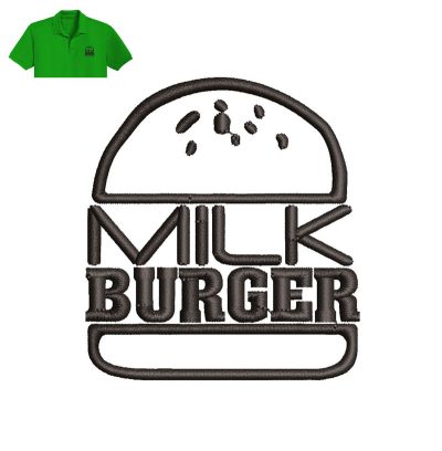 Milk Burger Embroidery logo for Polo Shirt.