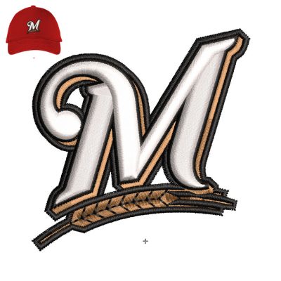 Milwaukee Brewers 3d puff Embroidery logo for Cap.